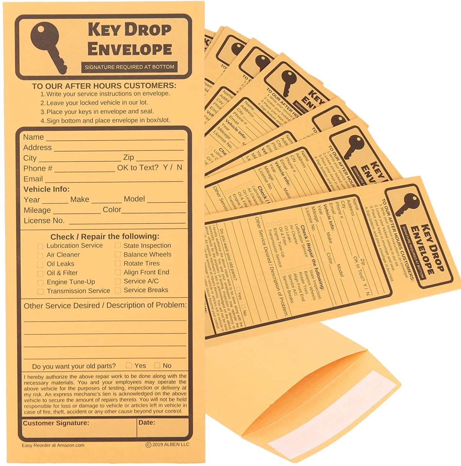 Key drop envelope