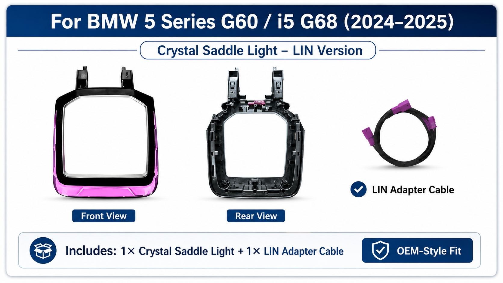 BMW 5 Series G60 / i5 G68 & 7 Series / i7 G70 Crystal Saddle Ambient Light