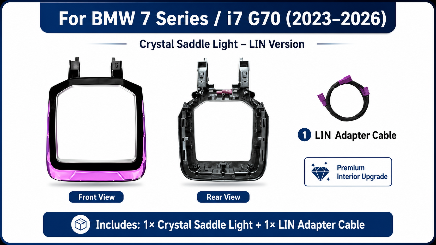 BMW 5 Series G60 / i5 G68 & 7 Series / i7 G70 Crystal Saddle Ambient Light