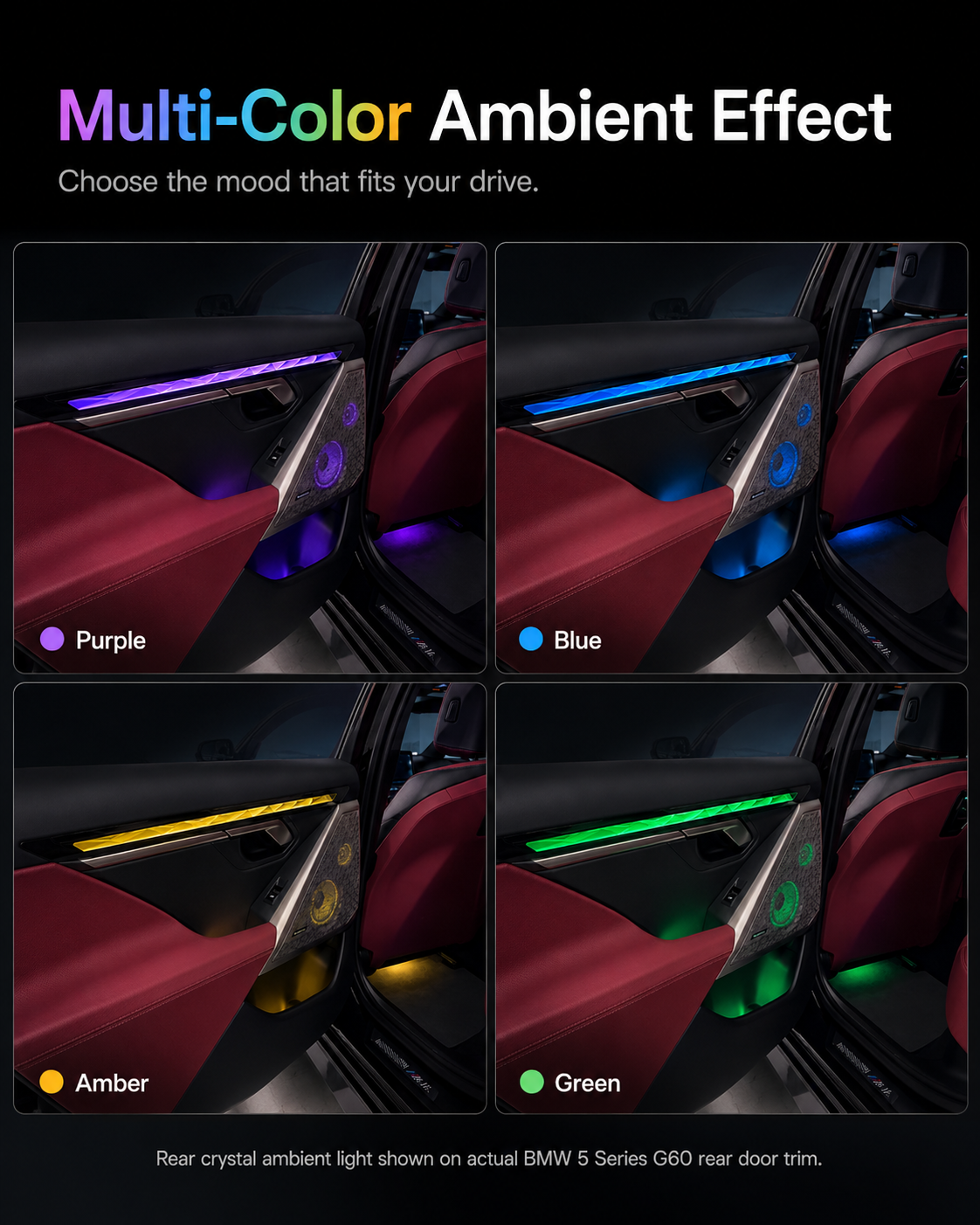 BMW 5 Series G60 / i5 G68 Rear Door Crystal Ambient Light Trim