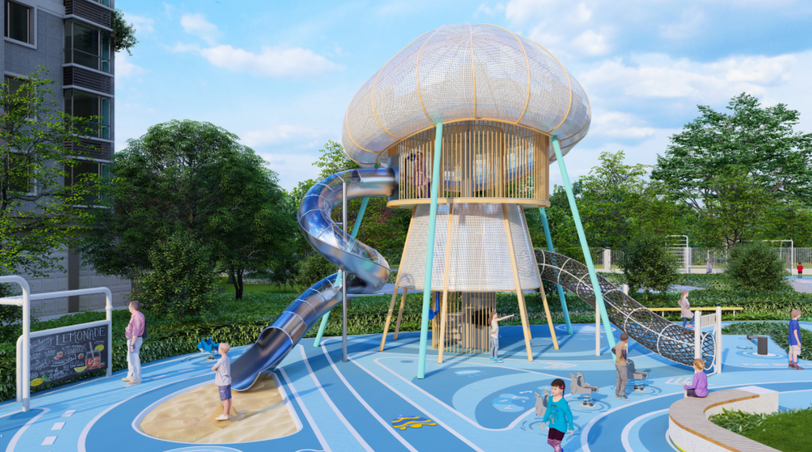 水母造型不锈钢滑梯