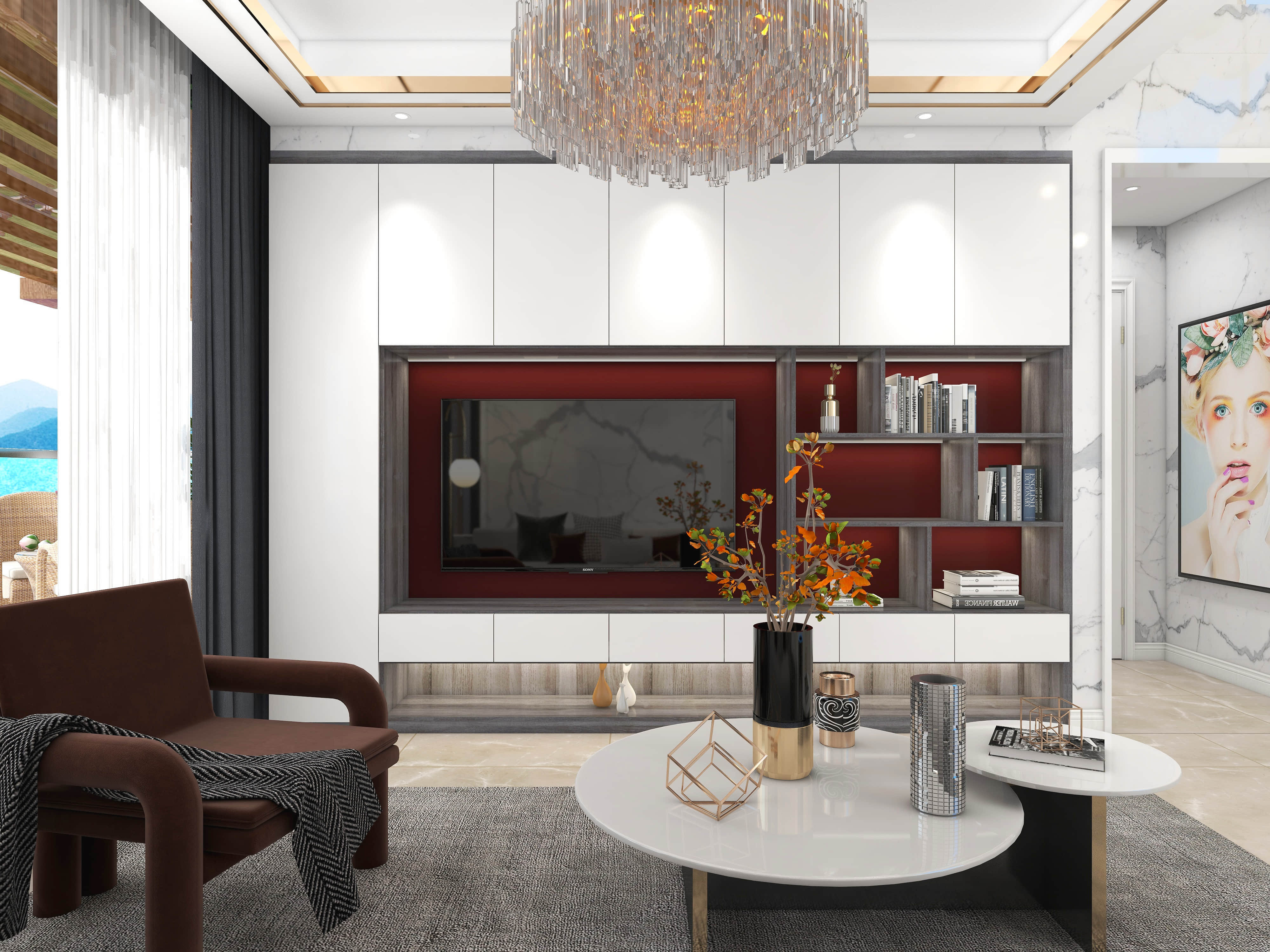 意式灰橡+海棠紅+禪意白