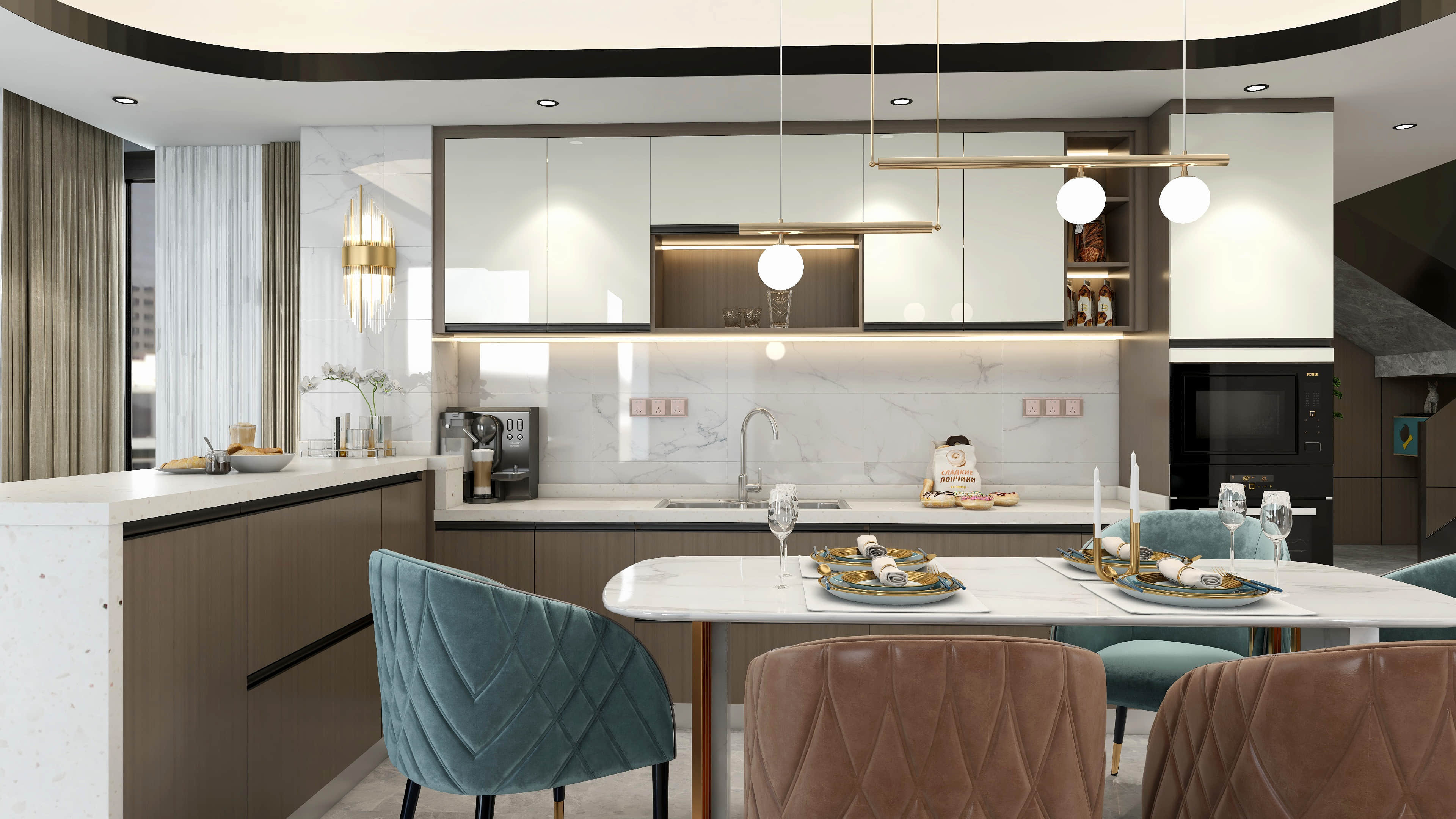 淺咖拉絲+象牙白