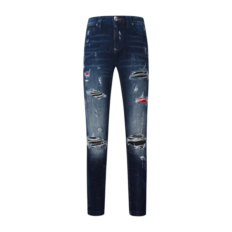 【贺岁】新款深海蓝修身小直筒时尚男士牛仔裤