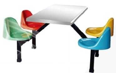 四人矮背不锈钢快餐桌椅