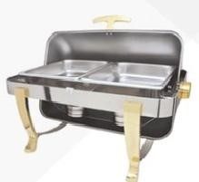全翻盖全钢双格餐炉