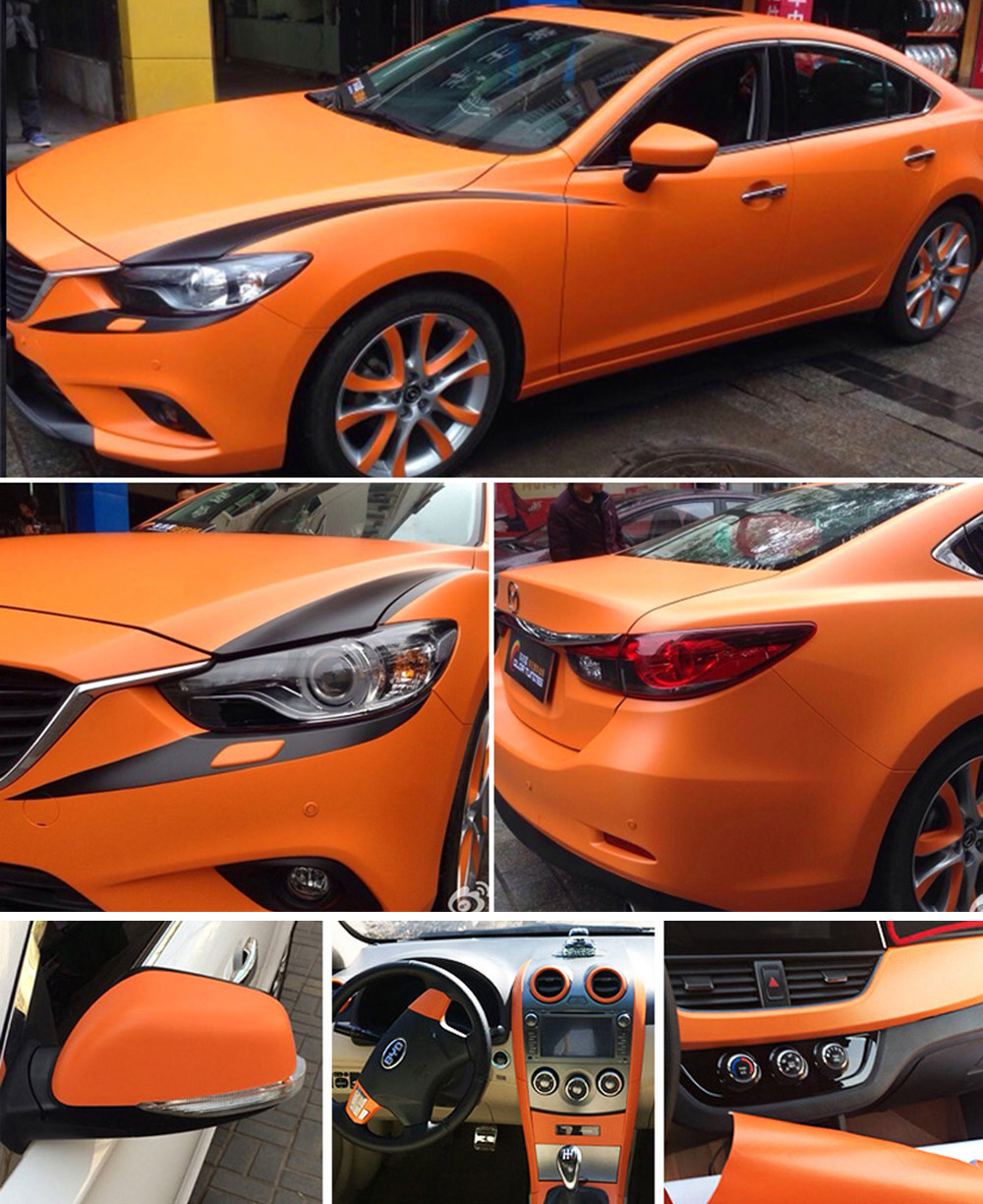 NewL Car Matte Vinyl Wrap Film Stickers and Decals Foil Bubble Free Decoration DIY Motorcycle Automobiles Auto Accessories (Orange, 150cm x 300cm)