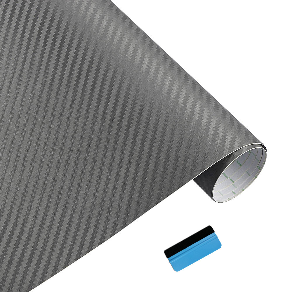 NewL 3D Carbon Fiber Vinyl Wrap Roll with Air Release Bubble Free Adhesive Film Contain Installation Tools (Gray, 150cm x 300cm)
