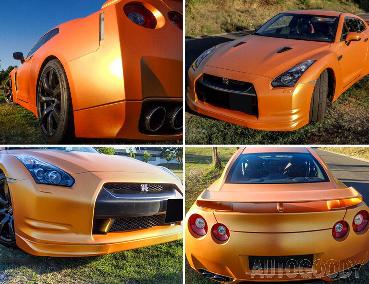 NewL Premium Satin Matte Chrome Ice Metallic Vinyl Film Car Sticker Bubble-Free DIY Motorcycle Phone Sticker Accessory (Orange, 100cm x 300cm)