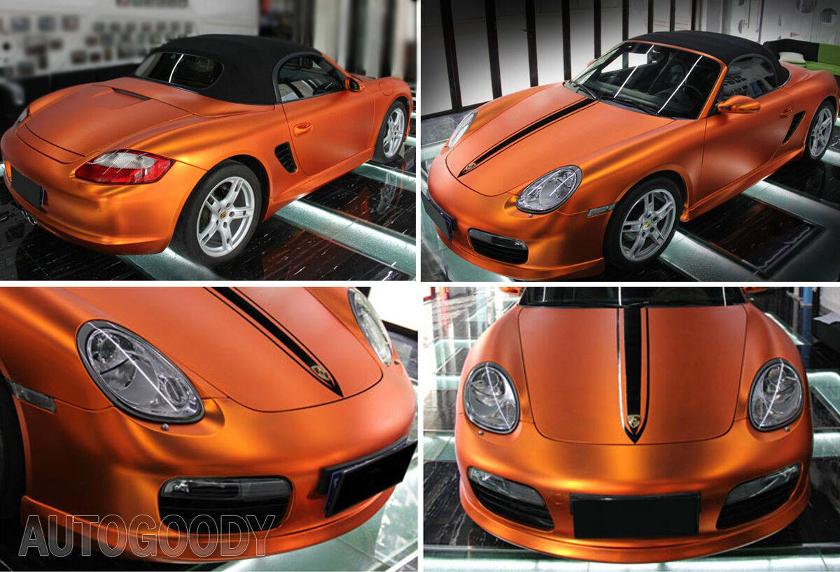 NewL Premium Satin Matte Chrome Ice Metallic Vinyl Film Car Sticker Bubble-Free DIY Motorcycle Phone Sticker Accessory (Orange, 100cm x 300cm)