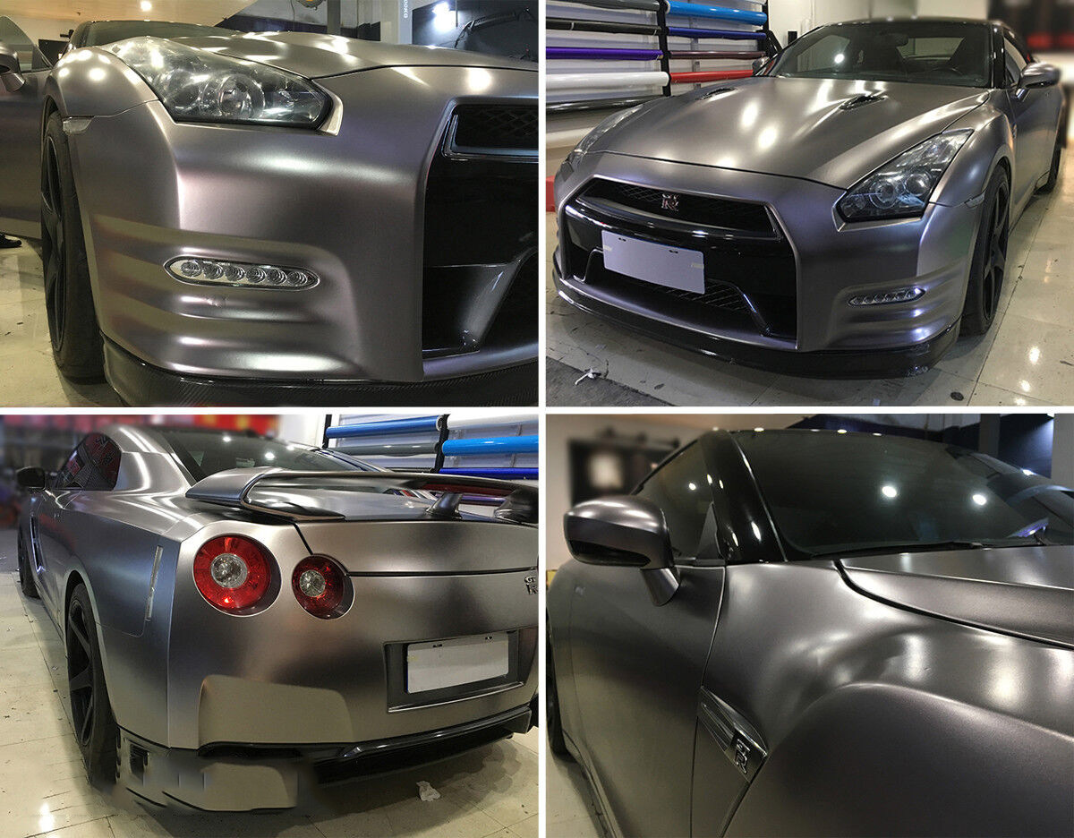 NewL Premium Satin Matte Chrome Ice Metallic Vinyl Film Car Sticker Bubble-Free DIY Motorcycle Mobile Phone Sticker Accessory (Gray, 100cm x 300cm)