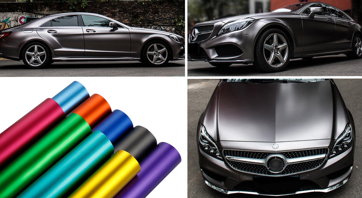 NewL Premium Satin Matte Chrome Ice Metallic Vinyl Film Car Sticker Bubble-Free DIY Motorcycle Mobile Phone Sticker Accessory (Gray, 100cm x 300cm)