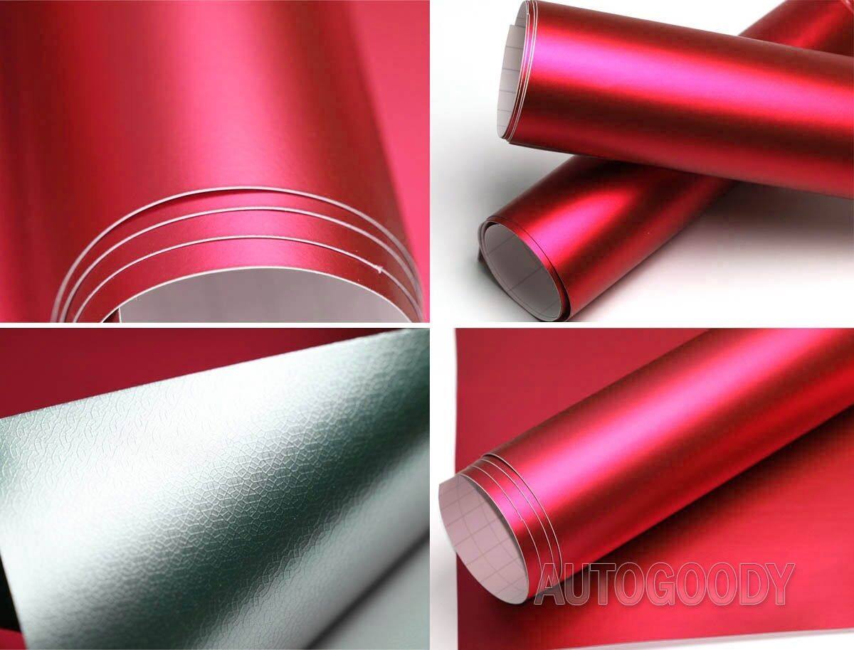 NewL Premium Satin Matte Chrome Ice Metallic Vinyl Film Car Sticker Bubble-Free DIY Motorcycle Phone Sticker Accessory (Red, 100cm x 300cm)