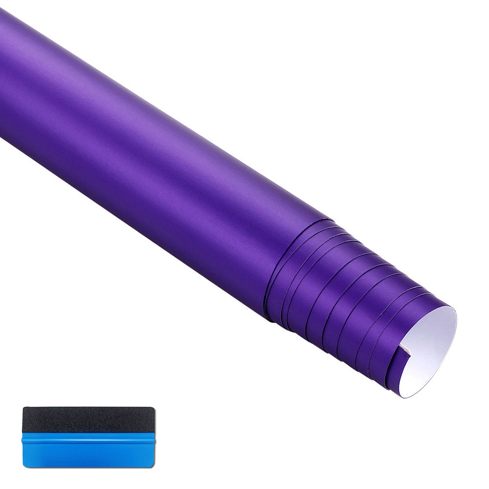 NewL Premium Satin Matte Chrome Ice Metallic Vinyl Film Car Sticker Bubble-Free DIY Motorcycle Mobile Phone Sticker Accessory (Purple, 100cm x 300cm)