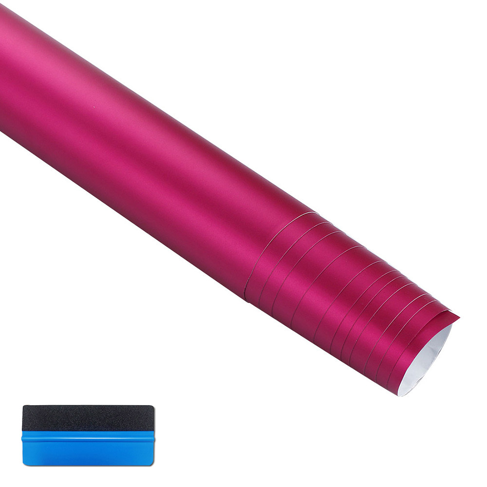 NewL Premium Satin Matt Chrome Ice Metallic Vinyl Film Car Sticker Bubble-Free DIY Motorcycle Mobile Phone Sticker Accessory (Rose Red, 100cm x 300cm)