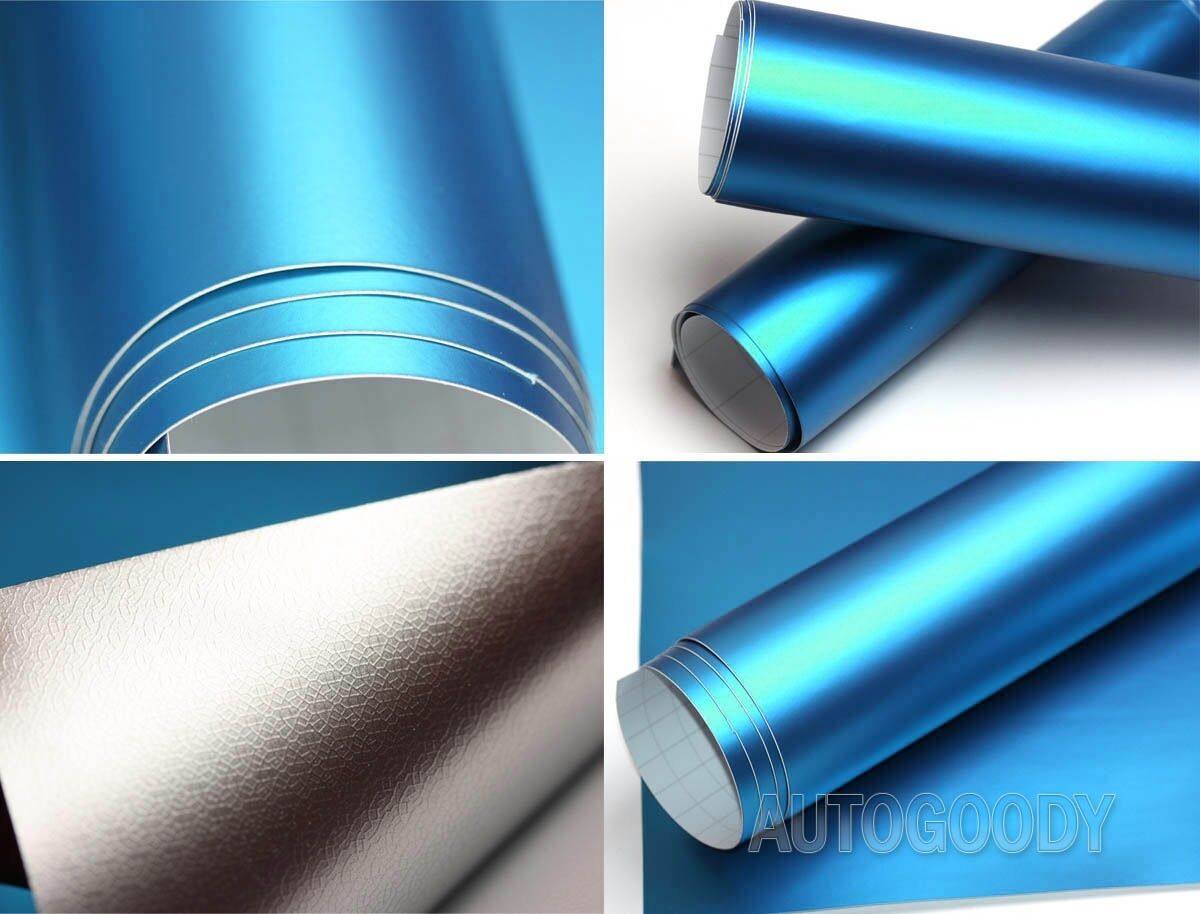 NewL Premium Satin Matt Chrome Ice Metallic Vinyl Film Car Sticker Bubble-Free DIY Motorcycle Phone Sticker Accessory (Light Blue, 100cm x 300cm)