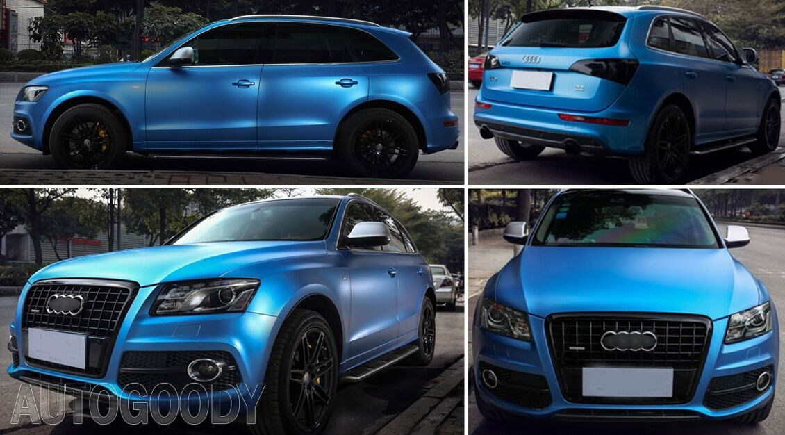 NewL Premium Satin Matt Chrome Ice Metallic Vinyl Film Car Sticker Bubble-Free DIY Motorcycle Phone Sticker Accessory (Light Blue, 100cm x 300cm)