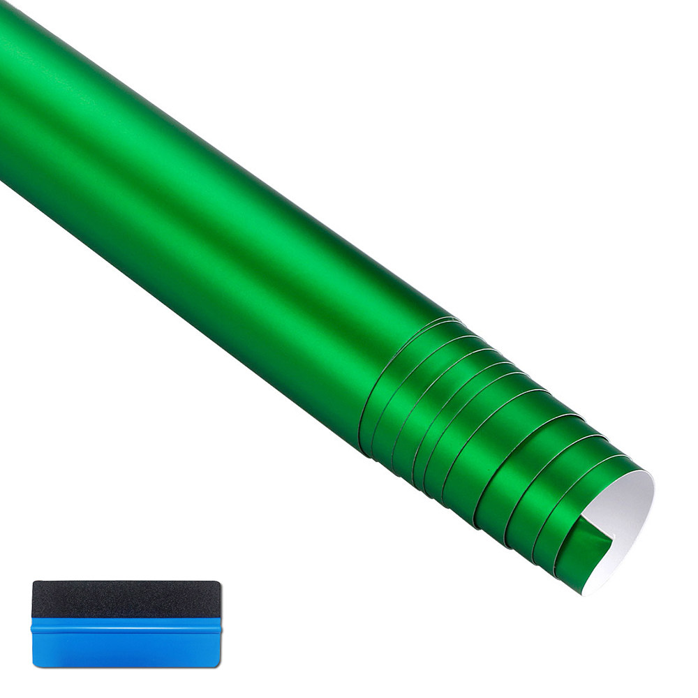 NewL Premium Satin Matt Chrome Ice Metallic Vinyl Film Car Sticker Bubble-Free DIY Motorcycle Mobile Phone Sticker Accessory (Green, 100cm x 300cm)