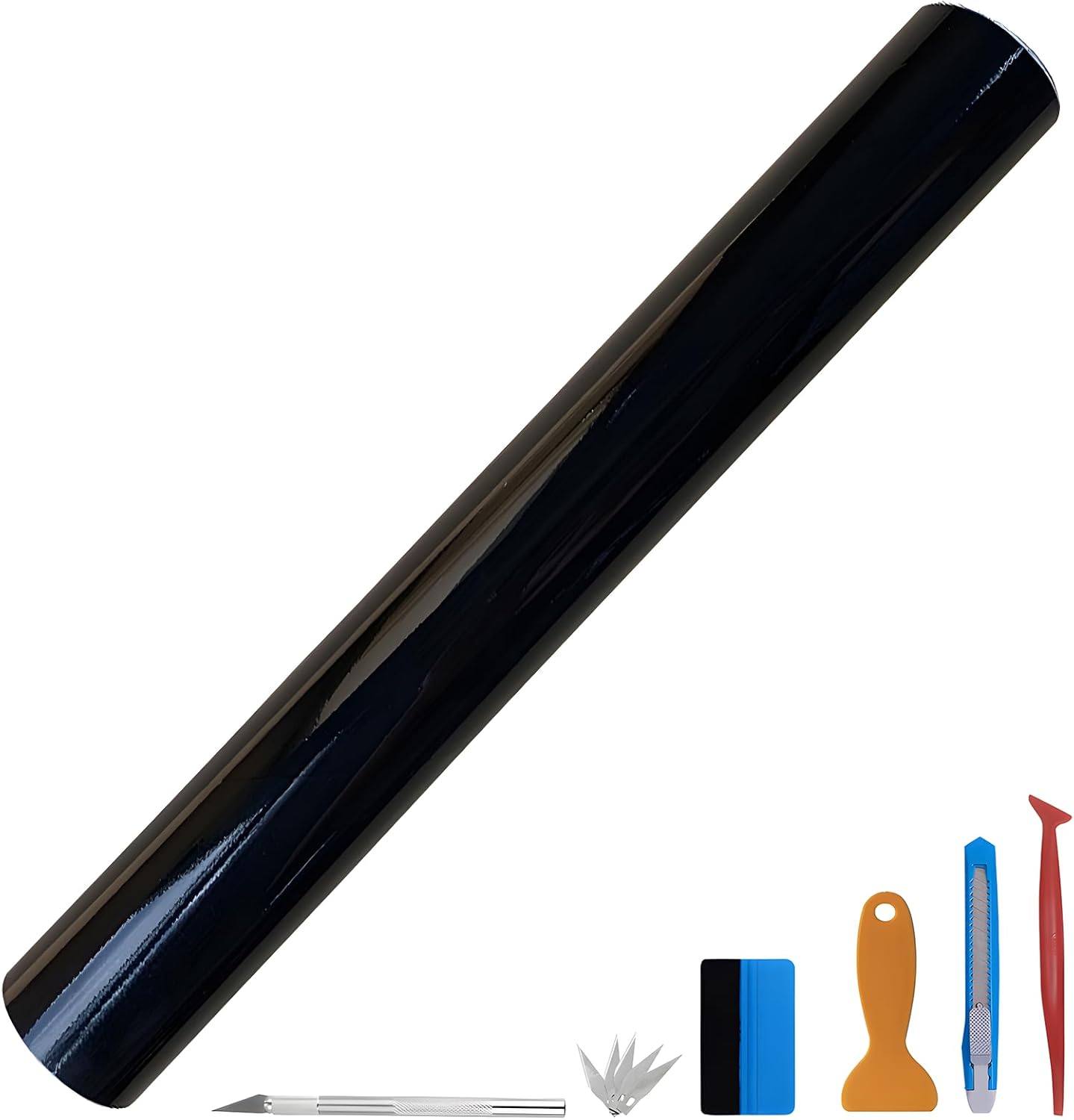 NewL Glossy, Black Car Wrap, 150 x 300 cm, Bubble-Free, with Air Ducts, 3D Self-Adhesive, Matt Gloss Film, Carbon Car Wrap