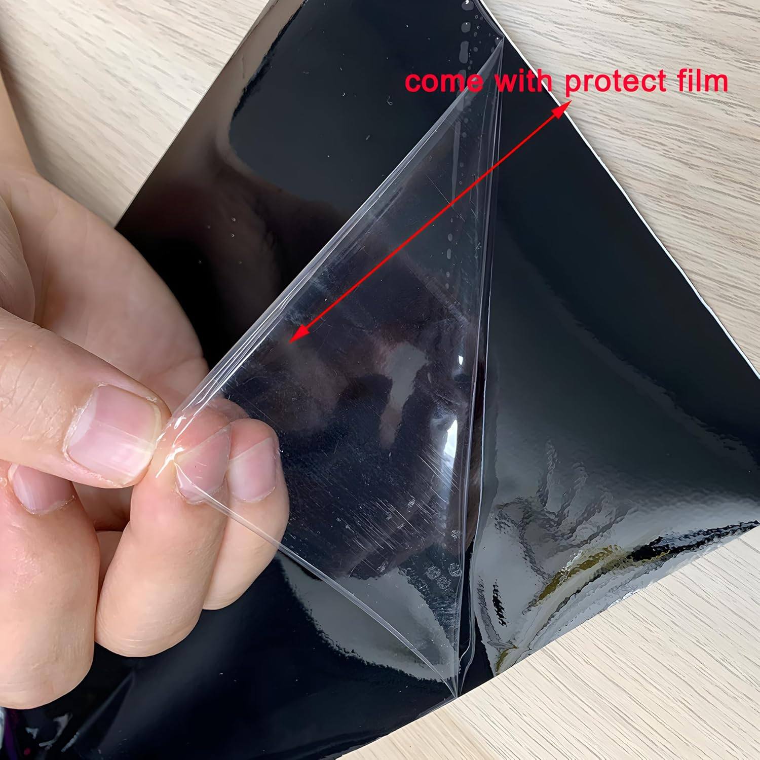 NewL Glossy, Black Car Wrap, 150 x 300 cm, Bubble-Free, with Air Ducts, 3D Self-Adhesive, Matt Gloss Film, Carbon Car Wrap