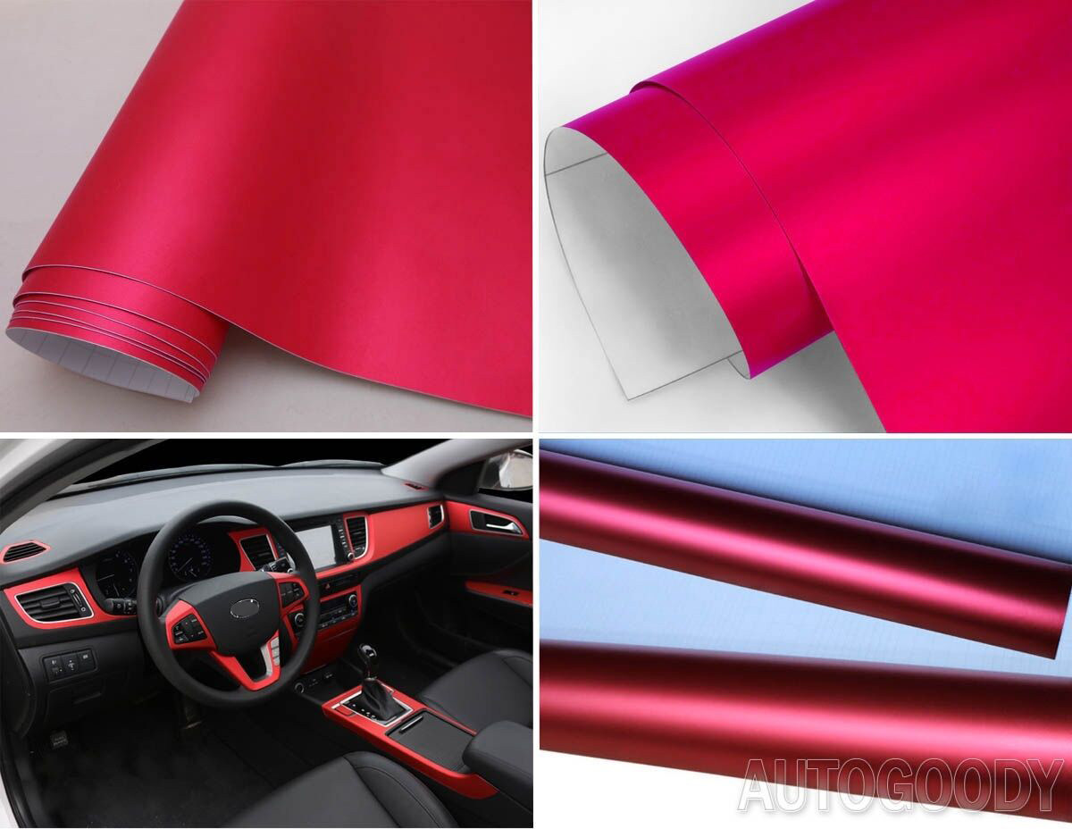 NewL Premium Satin Matte Chrome Ice Metallic Vinyl Film Car Sticker Bubble-Free DIY Motorcycle Phone Sticker Accessory (Red, 100cm x 300cm)