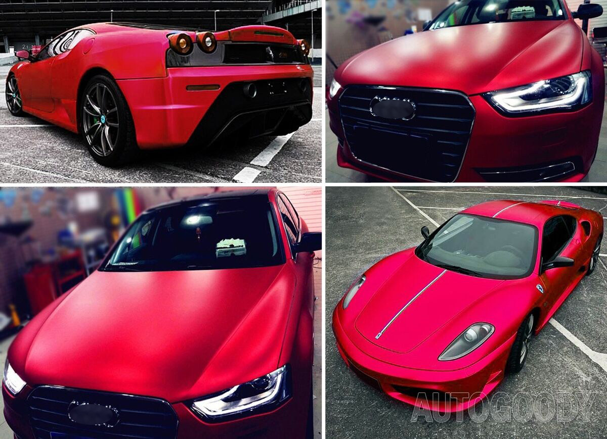 NewL Premium Satin Matte Chrome Ice Metallic Vinyl Film Car Sticker Bubble-Free DIY Motorcycle Phone Sticker Accessory (Red, 100cm x 300cm)