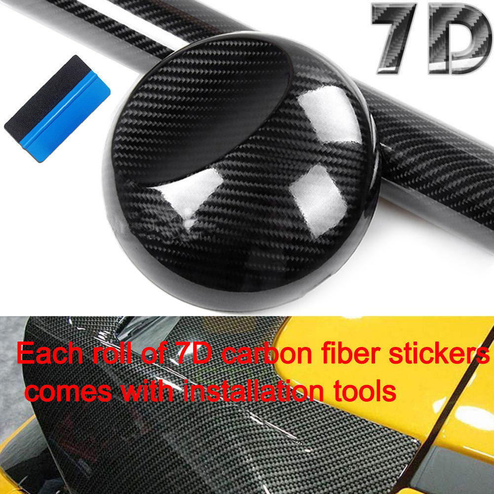 NewL 7D Carbon Fiber High Gloss Vinyl Film, Sticker with Air Cleaner, Bubble-Free, Anti-Wrinkle, with Installation Tool (100cm x 300cm)