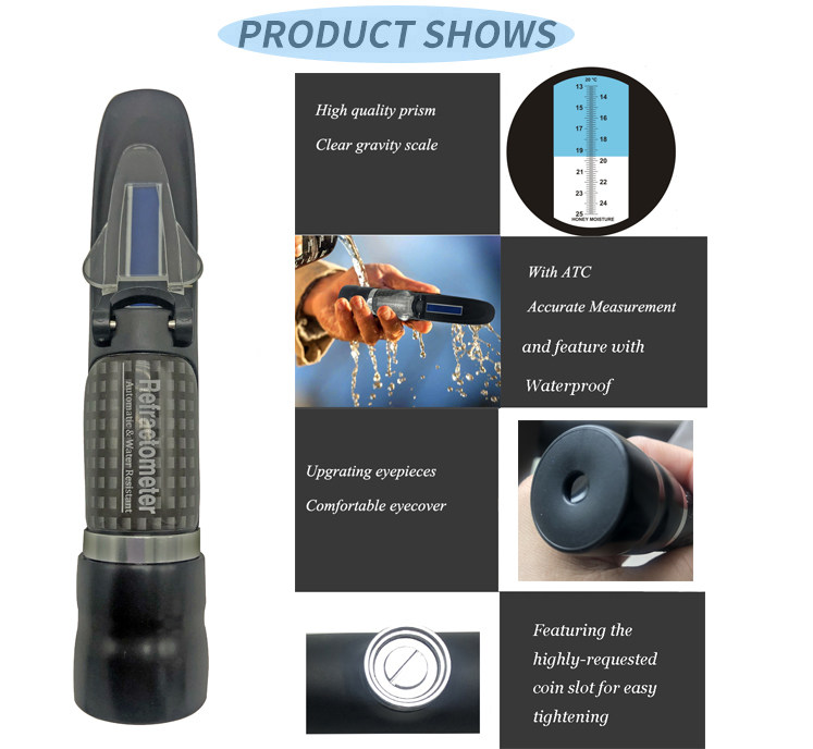 Honey Moisture Handheld Refractometer Range 13-25% of waterproof handheld refractometer