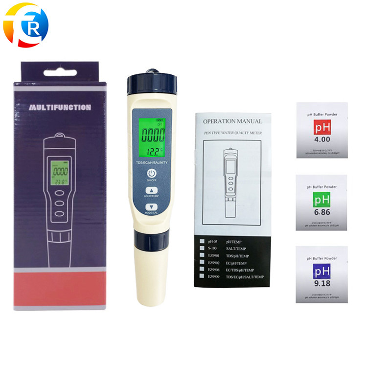 CTR-PH014-2 Digital pH Meter TDS/ EC/pH/Salinity/Temperature 5 in 1  for Home Farm Hydroponics Laboratory