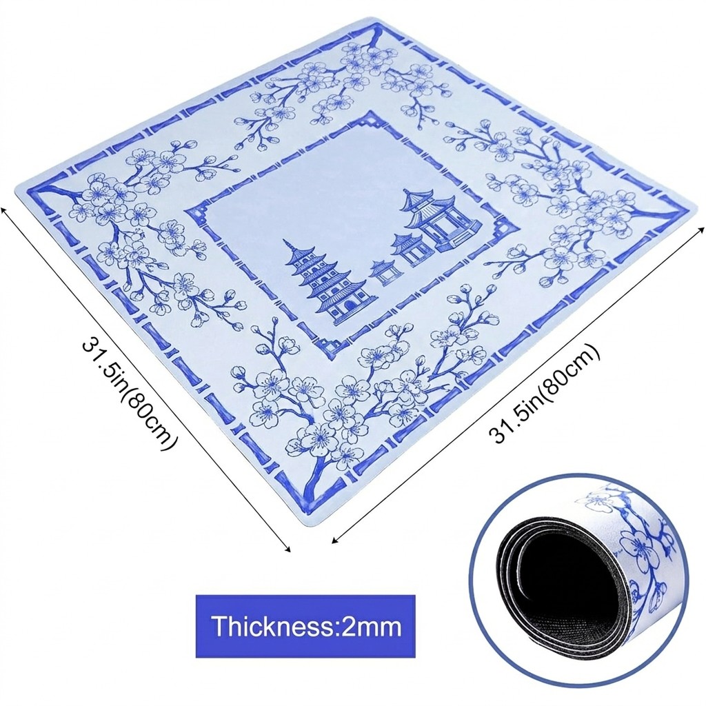 Mahjong Table Mat Large Square Non-slip Rubber Base Suede Surface