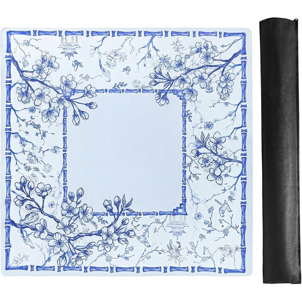 Mahjong Table Mat Large Square Non-slip Rubber Base Suede Surface