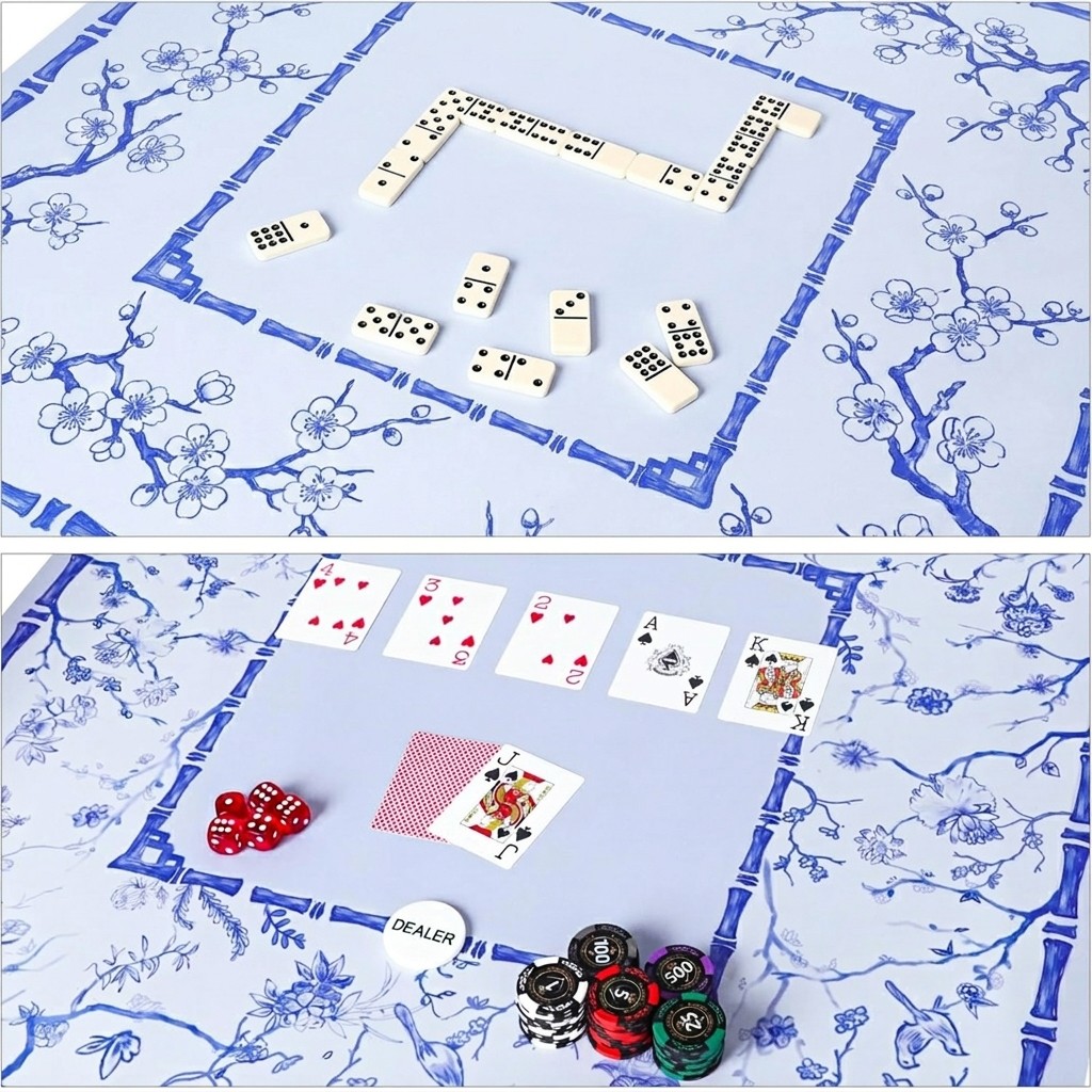 Mahjong Table Mat Large Square Non-slip Rubber Base Suede Surface