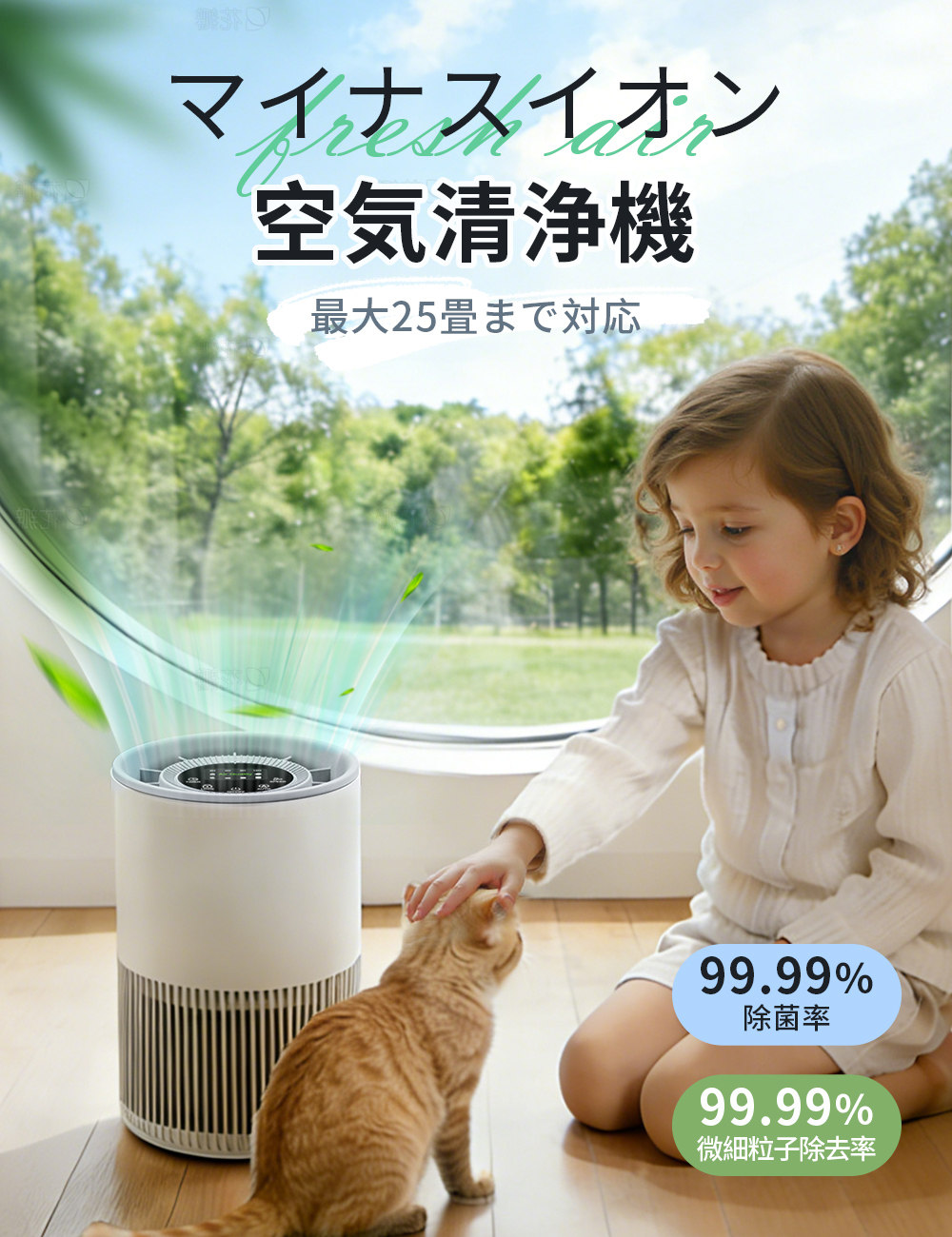 空気清浄機 超静音 25畳対応 除菌 空気循環 脱臭機 ホコリ タイマー PM2.5 マイナスイホン浄化 活性炭 ペット毛 強力浄化