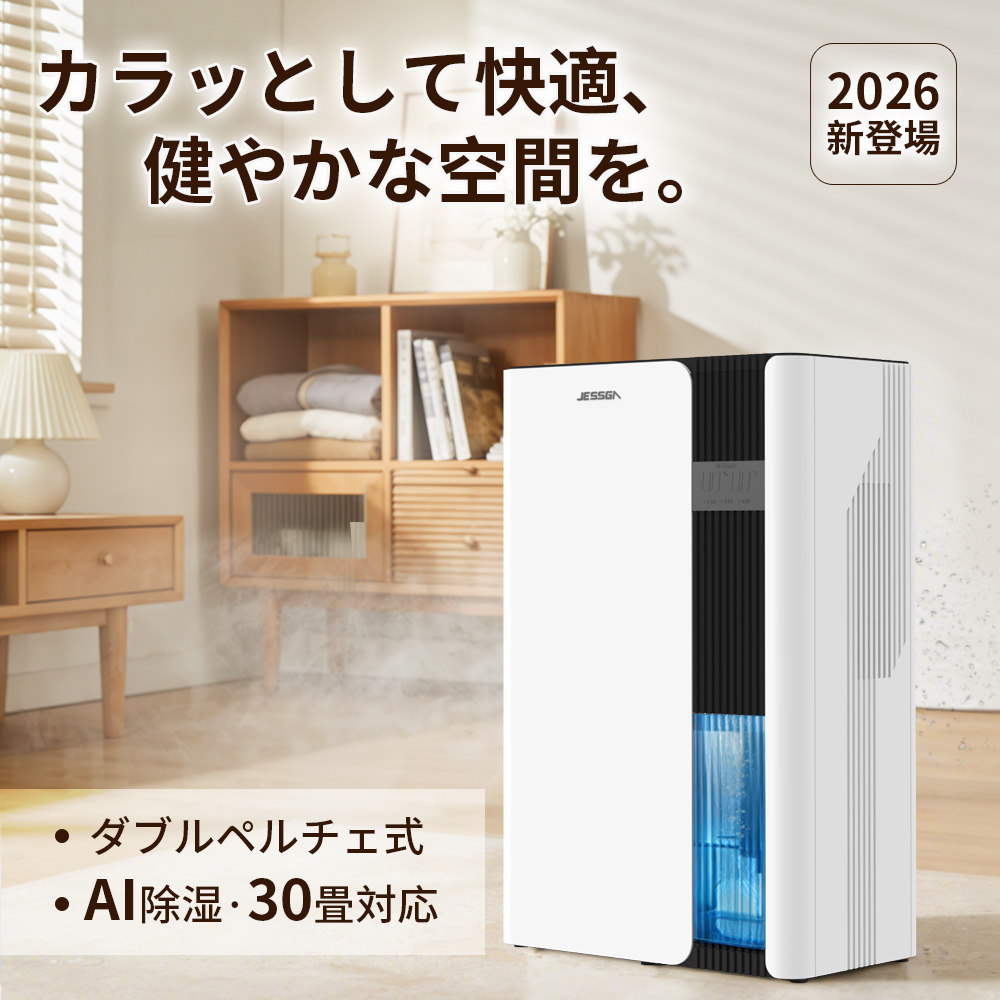 除湿器 除湿機 AI除湿 部屋干し 衣類乾燥 空気清浄 温湿度計 イオン機能付き ダブルペルチェ式 集塵フィルター 大容量3L 30畳対応 強力除湿 カビ防止 結露防止 梅雨対策 花粉対策 湿度調整 省エネ 静音 除湿乾燥機 湿気取り 静音 節電
