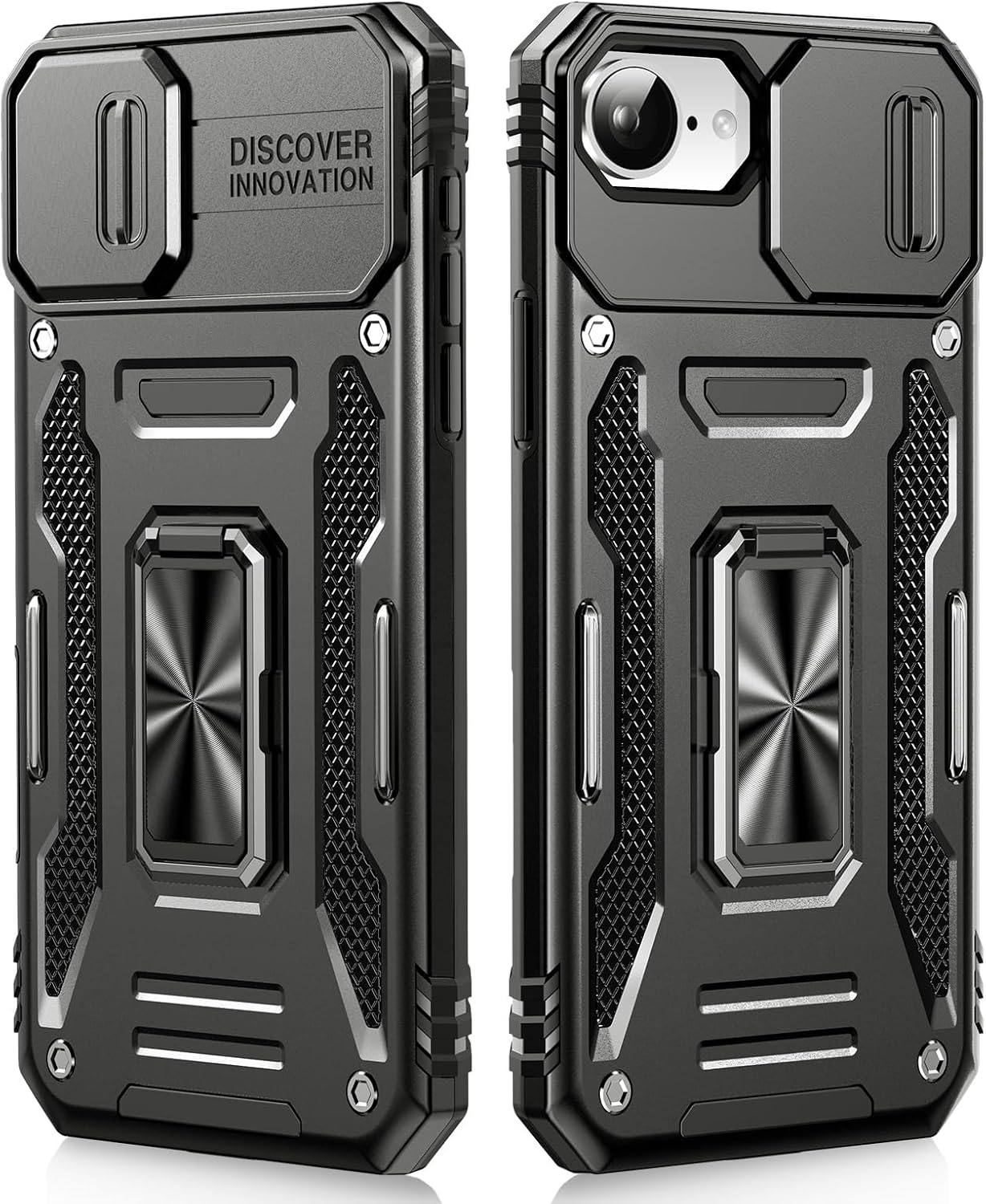 【米軍MIL規格 & スライド式カメラカバー】iPhone17 ケース iPhone17Pro ケース iPhone17e 16e ケース iPhone16 ケース iPhone16 pro ケース カメラ保護付【 360°回転横縦両立・角度自由調整】指紋防止 耐衝撃 頑丈 ケース 耐久性 SGS認証