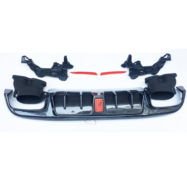 W205 sedan & wagon carbon b style rear diffuser with tips