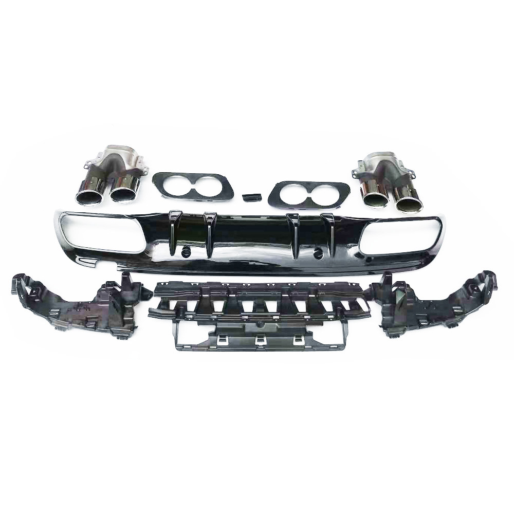 W205 sedan and wagon c43 style abs rear diffuser with round hole tips