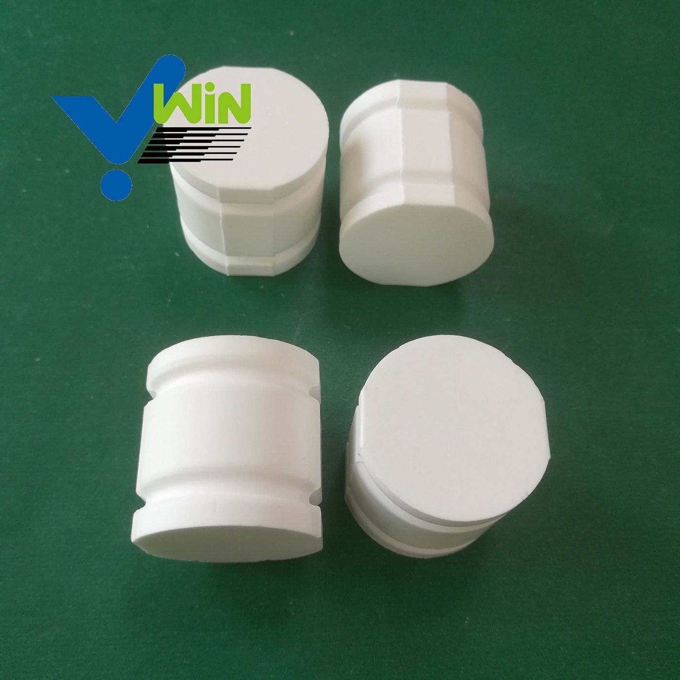 Ceramic cylinder with slots for vulcanizing to ceramic rubber liner sheet