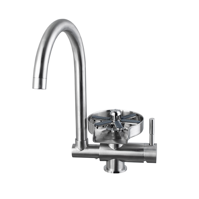 Kitchen Faucet With Automatic Rotary Cup Washer Glass Rinser