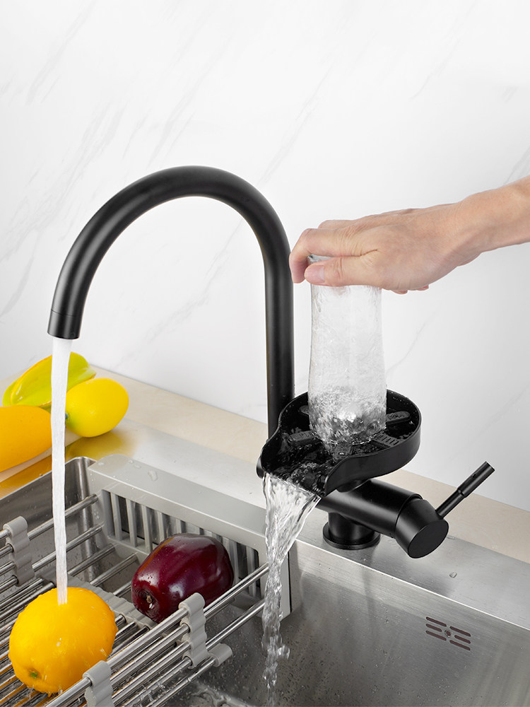 Kitchen Faucet With Automatic Rotary Cup Washer Glass Rinser