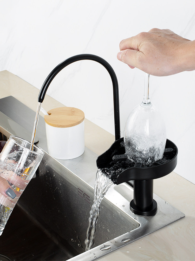 Kitchen Purifier Faucet With Automatic Rotation Cup Washer Glass Rinser