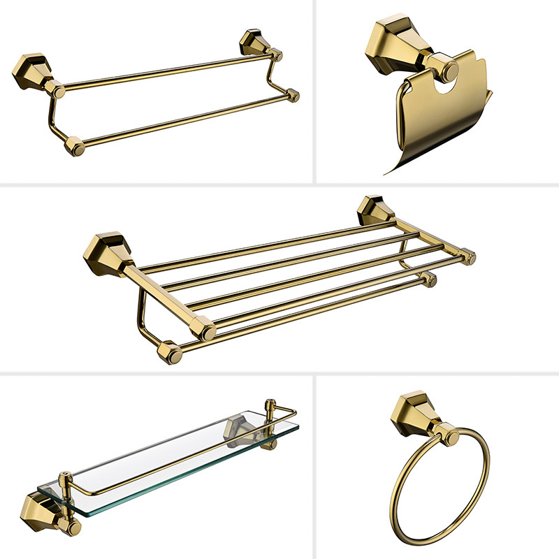 European Style Luxury Solid Brass Double Towel Rack