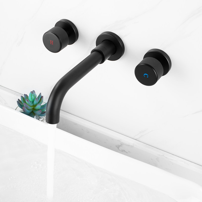 Bathroom 3 Hole Wall Mounted Basin Taps