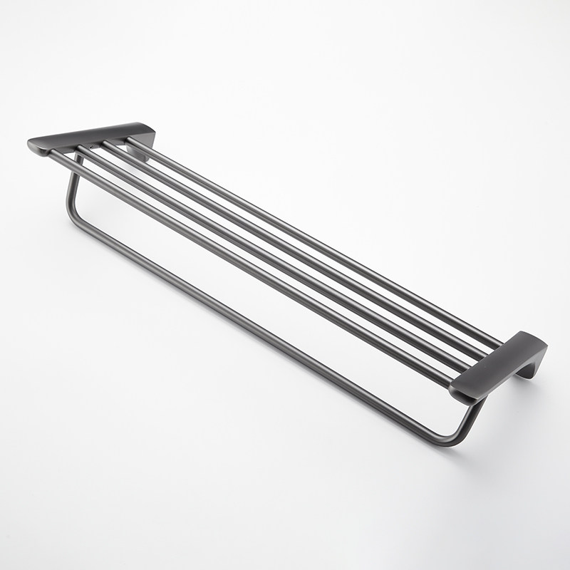 Bathroom Double Layer Towel Rack With Shelf