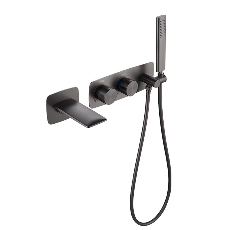 Gun Grey Wall-mounted Bathroom Shower Faucets