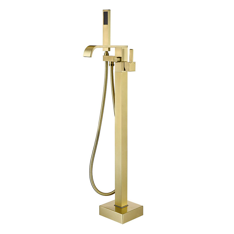 Long Spout Floor Stand Copper Brass Bath-tub Shower Tap