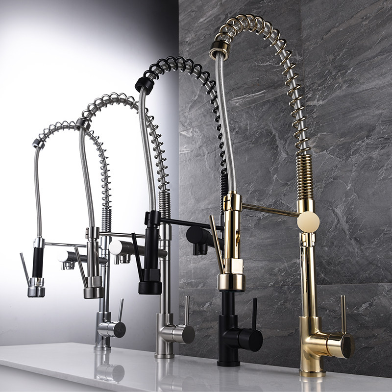 Brass Kitchen Sink Pull Out Faucet Mixer