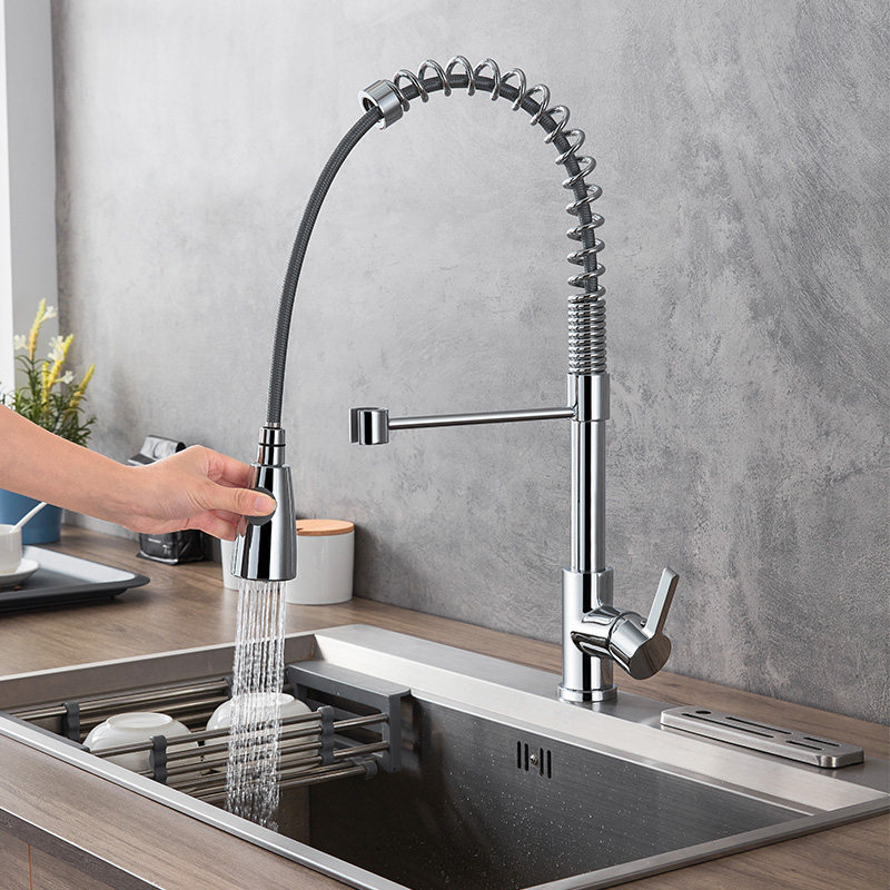 Deck Mounted Pull Down Kitchen Faucets With Sprayer