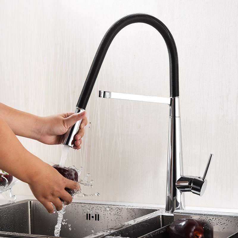 Single Lever Brushed Pull Out Kitchen Faucets