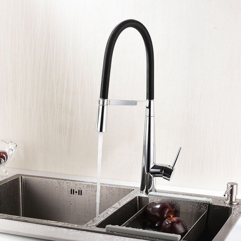 Single Lever Brushed Pull Out Kitchen Faucets